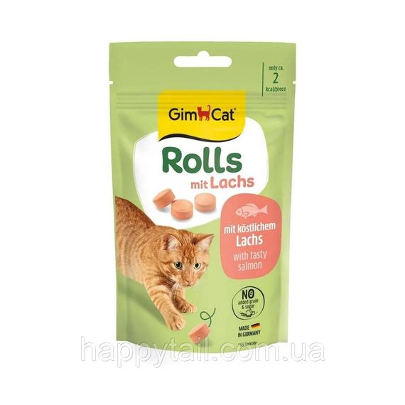 Ласощі для котів GimCat Rolls з лососем 40 г беззернові круглі снеки
