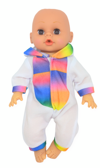 Пупс лялька розмовляє плаче сміється в костюмі одноріг 29.5 см Little baby з пляшечкою | Зображення 5