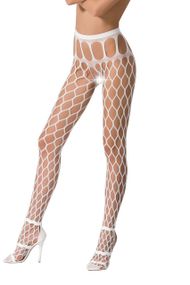 Эротические колготки-бодистокинг Passion S021 white, в крупную сетку с высоким пояском sexstyle