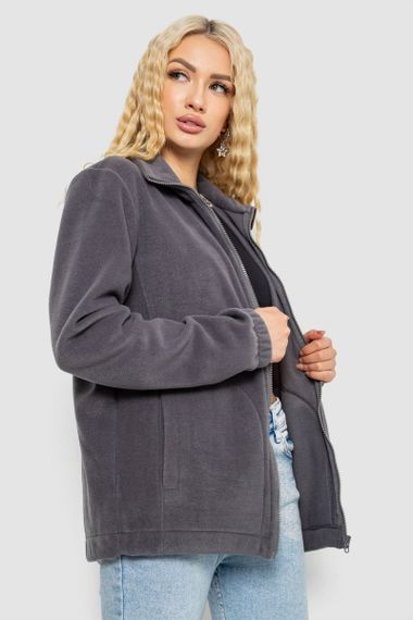 Кофта жіноча флісова на блискавці, колір темно-сірий, 102R5278 | Зображення 2