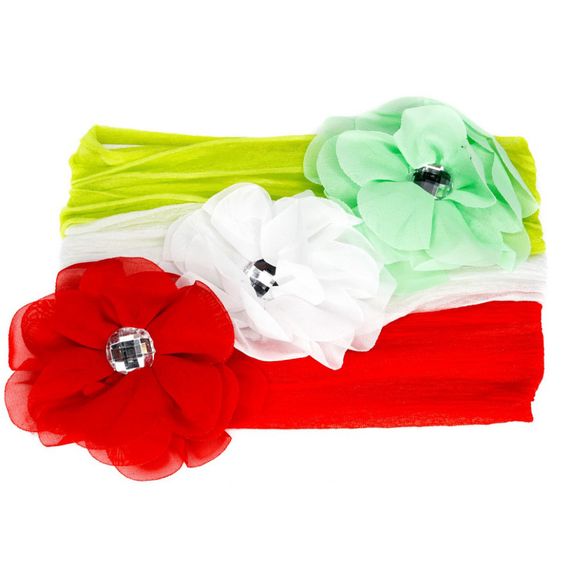 Дитячі пов'язки на голову з квіткою 0107-035-1, 3 штуки