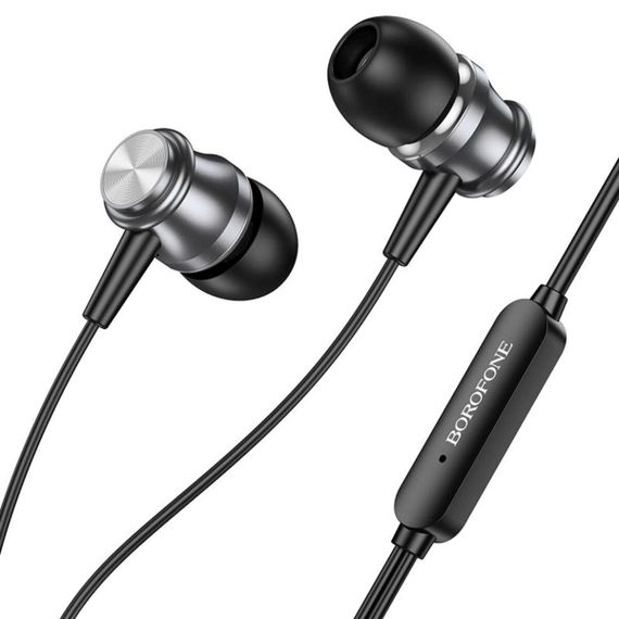 Навушники BOROFONE BM75 Platinum metal universal earphones with microphone Metal Gray | Зображення 2