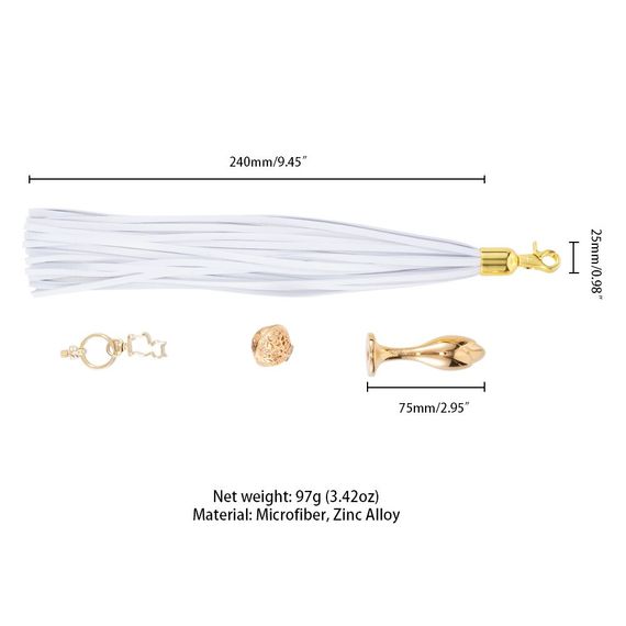 Металева анальна пробка Хвіст поні LOCKINK SEVANDA White Pony-Tail Anal Rose-shape Plug | Зображення 5