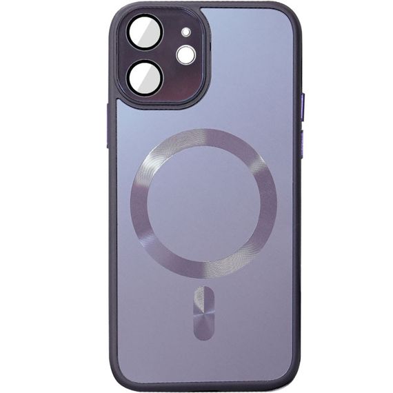 Чохол накладка TPU+Glass Sapphire Midnight with MagSafe для Apple iPhone 12, Фіолетовий / Deep Purple
