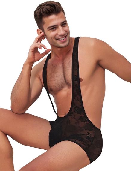 Мужской комбинезон-шорты Star Night кружевной, черный, XL Sex Aura | Зображення 3