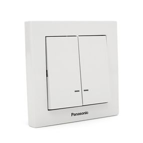 Вимикач Panasonic Karre Plus 55 двоклавішний з підсвічуванням, білий