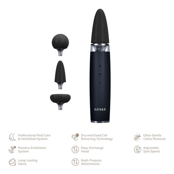Шліфувальна пилка для стоп з додатковими насадками GESKE Electric Pumice Foot Smoothing Multi-Pen 8в1 black, Чорний | Зображення 1