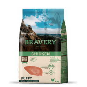 Корм Bravery Puppy Large & Medium Chicken сухой с курицей для щенят средних и крупных пород 4 кг