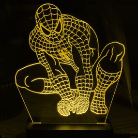 Акриловий світильник-нічник Людина-Павук (Spider-Man) жовтий tty-n000015