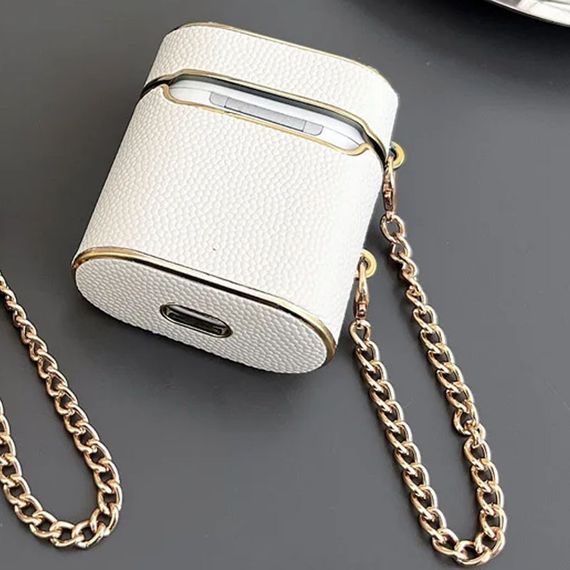 Кожаный футляр Suitcase для наушников AirPods 1/2 White | Зображення 3