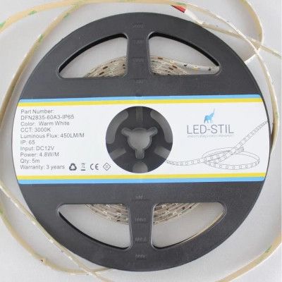 Светодиодная лента LED-STIL 3000K 4,8 Вт/м 2835 60 діодів IP65 12 Вольт 400 lm (DFN2835-60A3-IP65) - Топ | Зображення 3
