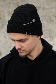 Подовжена трикотажна шапка Біні Докер Without Dominic Destroyed Black