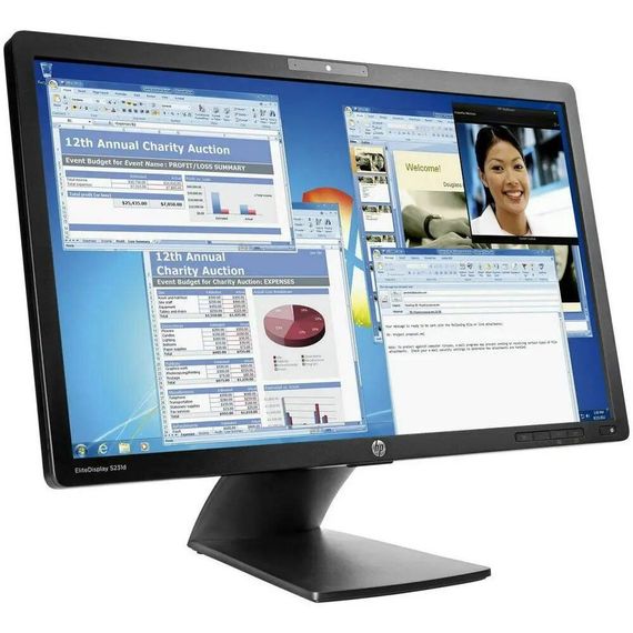 Монітор HP EliteDisplay S231d / 23" (1920x1080) IPS / USB-Hub, VGA, DisplayPort, LAN (RJ-45), Audio / WebCam / VESA 100x100 б/в | Зображення 1