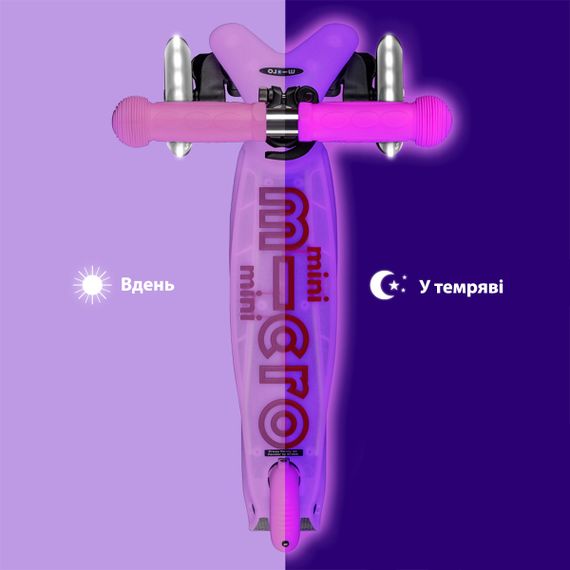 Детский трехколесный самокат Mini Deluxe Glow LED (Морозный розовый со светящимися колесами) | Зображення 6