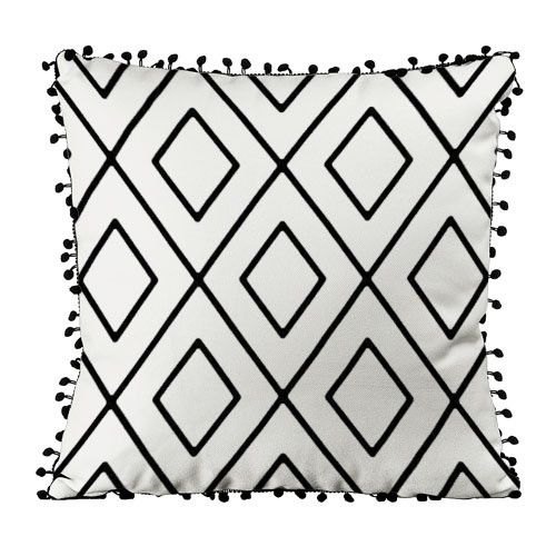 Подушка из мешковины с помпонами Орнамент ромб в ромбе 45x45 см (45PHBP_FLORA004)