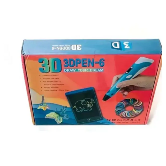 3D-ручка Дитячий набір 3D-ручка Pen 6 + планшет для малювання 3D PEN, Набір ниток і пластику для 3д ручки в комплекті | Зображення 1