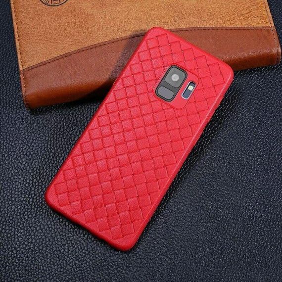 Чехол с плетением под кожу для Samsung Galaxy A8 (2018) цвет Красный | Зображення 1