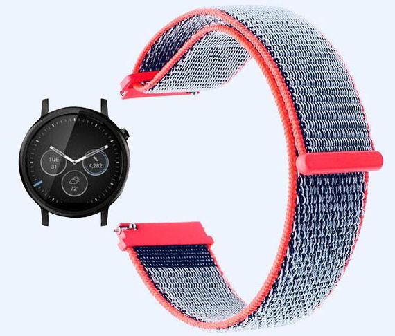 Нейлоновый ремешок для часов Motorola Moto 360 2nd gen (42 mm ) - Neon Red