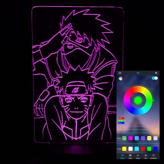 Акриловий світильник-нічник керування з телефона Наруто 5 tty-n000778