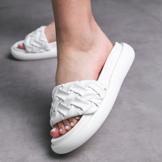 Шльопанці жіночі Fashion Duke 3680 40 розмір 25,5 см Білий | Зображення 3