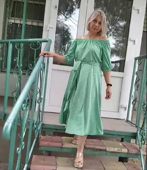 Мідіплаття м'ята горох на гумці | Зображення 3