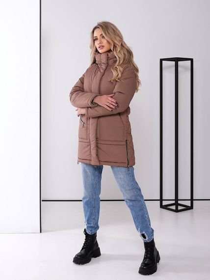 Жіноча зимова куртка з капюшоном, арт. 509, кава | Зображення 2