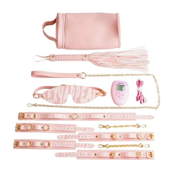 Набор БДСМ с электростимуляцией Roomfun Bondage Gear With Massager розовый sexstyle