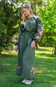 Платье  вышиванка взрослое лен длинное