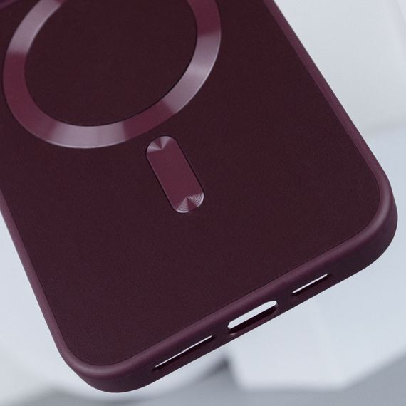 Шкіряний чохол Bonbon Leather Metal Style with MagSafe для Apple iPhone 12 Pro Max (6.7") Бордовий / Plum | Зображення 3