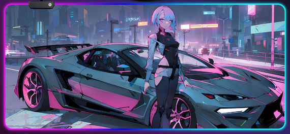 Ігрова поверхня для мишки з Аніме принтом "Кіберпанк / Cyberpunk" LED підсвічування 800*300*4 мм 1708
