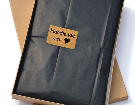 Крафт этикетка с печатью "Handmade 03" 40x25 мм, 250 шт/рулон, Viskom | Зображення 9