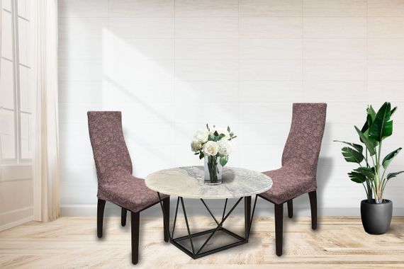 Жаккардовые чехлы на стулья Roza без юбки Пудровые