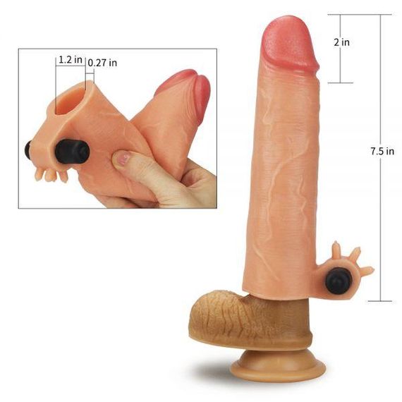 Насадка з вібрацією Add 2" Vibrating Silicone Extender, Flesh Sex Aura | Зображення 5