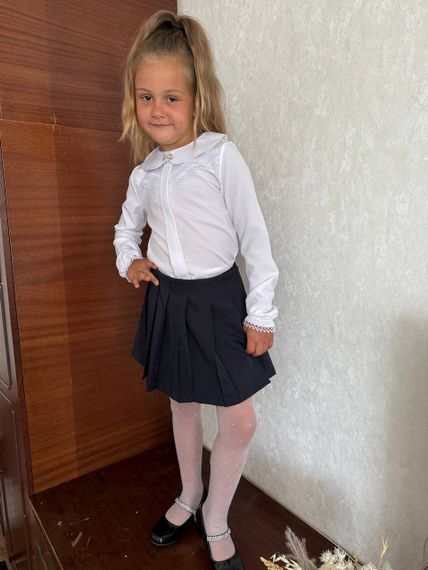 Дитяча шкільна спідниця-шорти на дівчинку в складку колір чорний розмір 122, SBR560 | Зображення 1