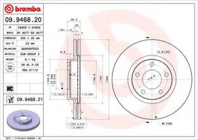 Диск гальмівний MAZDA 3,5 передн., вент. (вир-во BREMBO) BREMBO 09946820 на MAZDA PREMACY (CW)