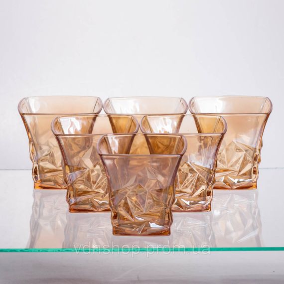 Набір для напоїв графин та 6 склянок для напоїв із товстого скла коричневий 64486-25 | Зображення 5