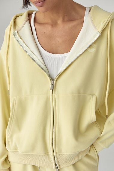 Теплий спортивний костюм із худі з капюшоном та прямими штанами - лимонний цвет, M/L (є розміри) | Зображення 3