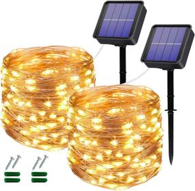 Сонячна гірлянда Oreunik 240 LED (2x120), 20м, тепле світло, 8 режимів, IP65, для саду, весілля, Нового року