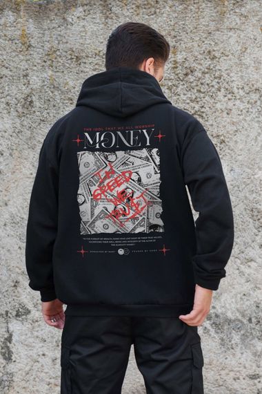 Утеплене зіп худі на флісі зіпер з принтом Money Grafity Without Kane Black | Зображення 1