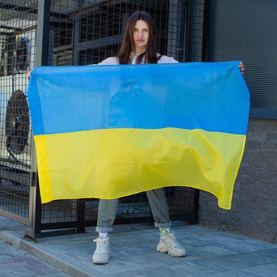 Прапор України 135х90 см, Синьо-жовтий / Великий прапор України з тканини / Тканинний прапор України на стіну та рукоятку | Зображення 3