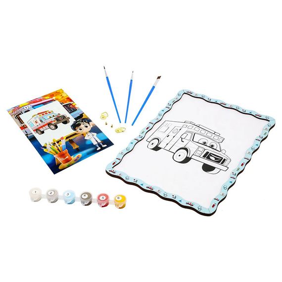 Дитячий набір для розпису по дереву "Медична машина" Puz-22955 формат А4 | Зображення 2