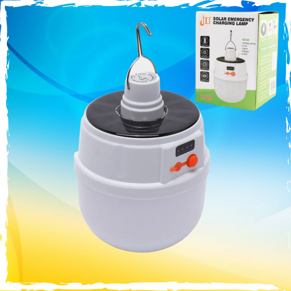 LED-лампа. Акумуляторна кемпінгова LED лампа світильник із сонячною панеллю. Ліхтарик