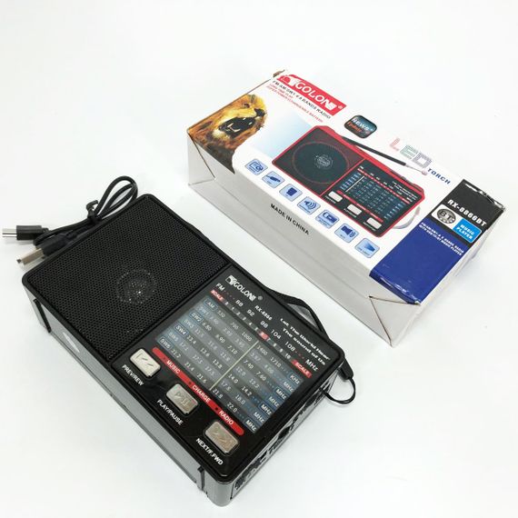 Радіо GOLON RX-8866 цифровий портативний радіоприймач із ліхтариком функцією PowerBank. Колір: чорний | Зображення 4