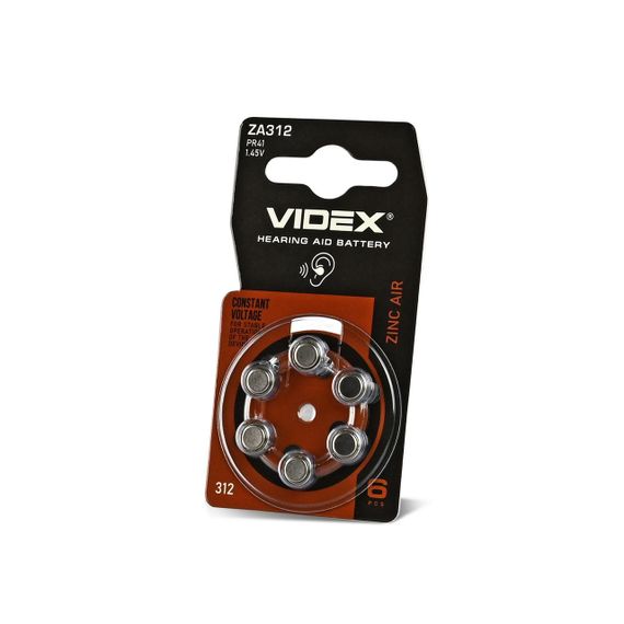 Воздушно-цинковая батарейка Videx ZA312 (PR41) BLISTER 6