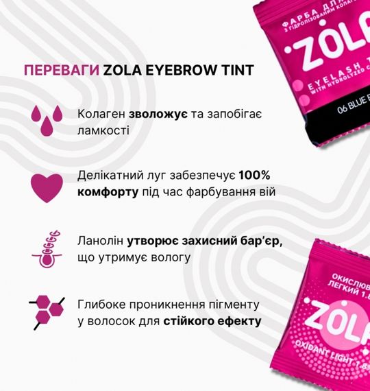 Фарба для брів з колагеном ZOLA Eyebrow Tint With Collagen - 06 Blue Black (5 ml) | Зображення 2
