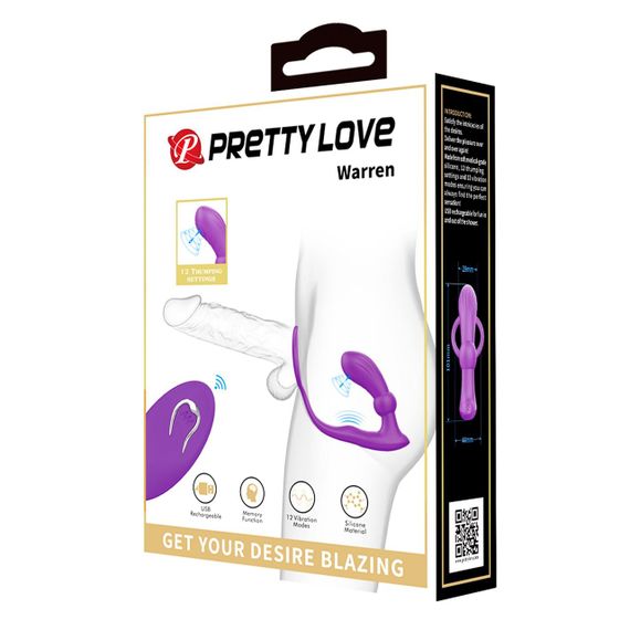 Массажер простаты PRETTY LOVE Warren Purple 12 vibration functions 12 pulse wave settings Sex Aura | Зображення 1