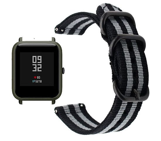 Нейлоновий ремінець Primo Traveller для годинника Xiaomi Amazfit Bip/Bip Lite/Amazfit Bip GTS - Black&Grey