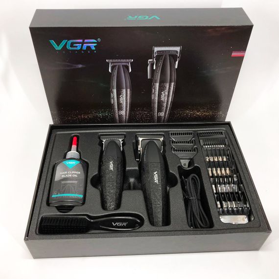 Машинка для стрижки волос без шума VGR V-640, Профессиональный триммер с набором насадок BG-67 | Зображення 3