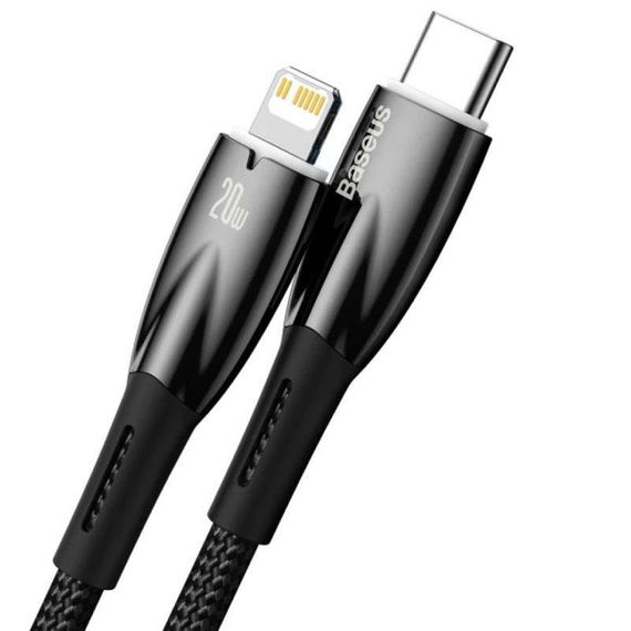 Дата кабель Baseus Glimmer Series Fast Charging Data Cable Type-C to Lightning 20W 1m (CADH000001) Black | Зображення 1