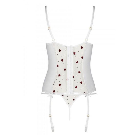 Корсет з підв'язками + стрінги Passion LOVELIA CORSET white, L/XL | Зображення 5